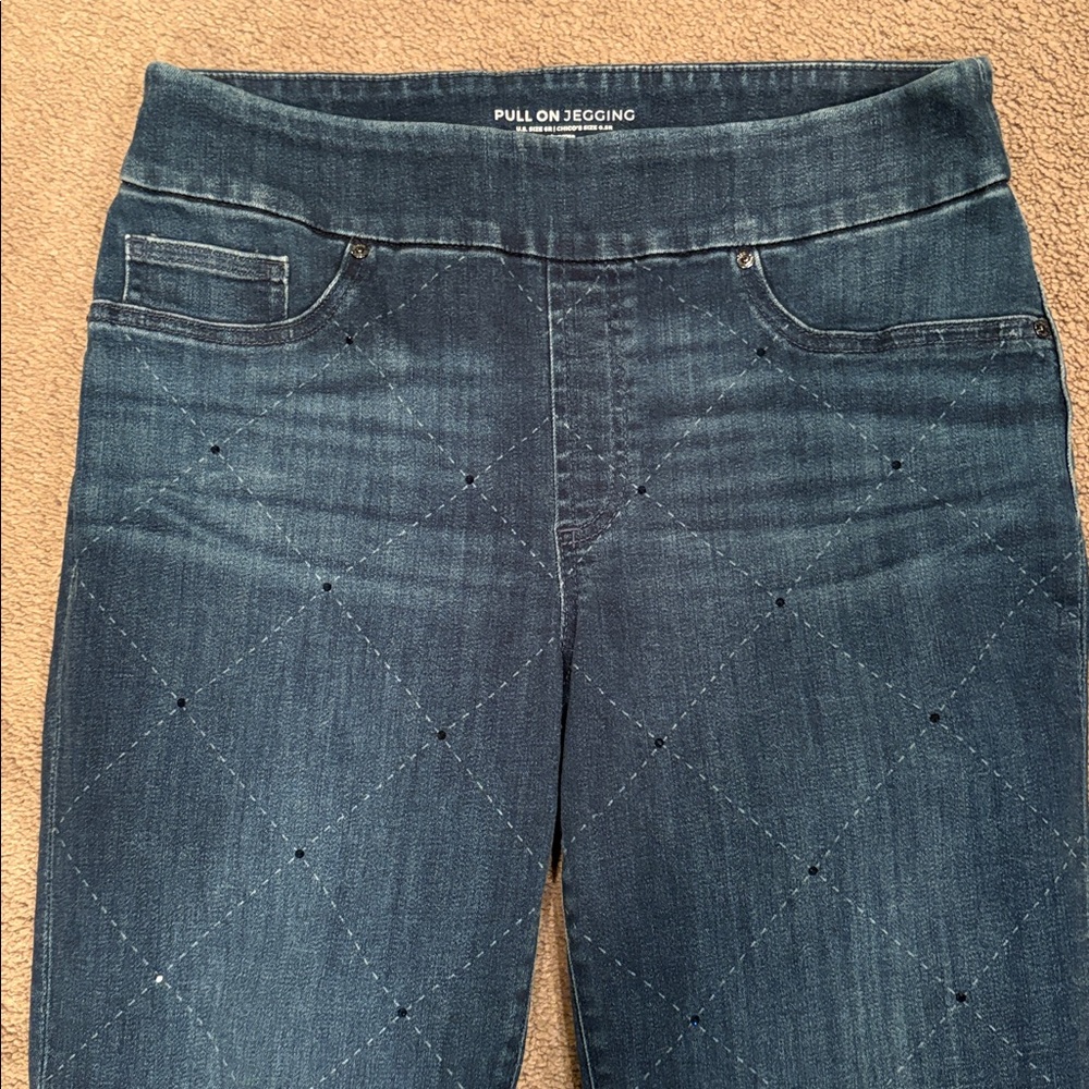Chico’s Embellished Pull On Ankle Jegging Jeans Size 0.5 R / 6 R